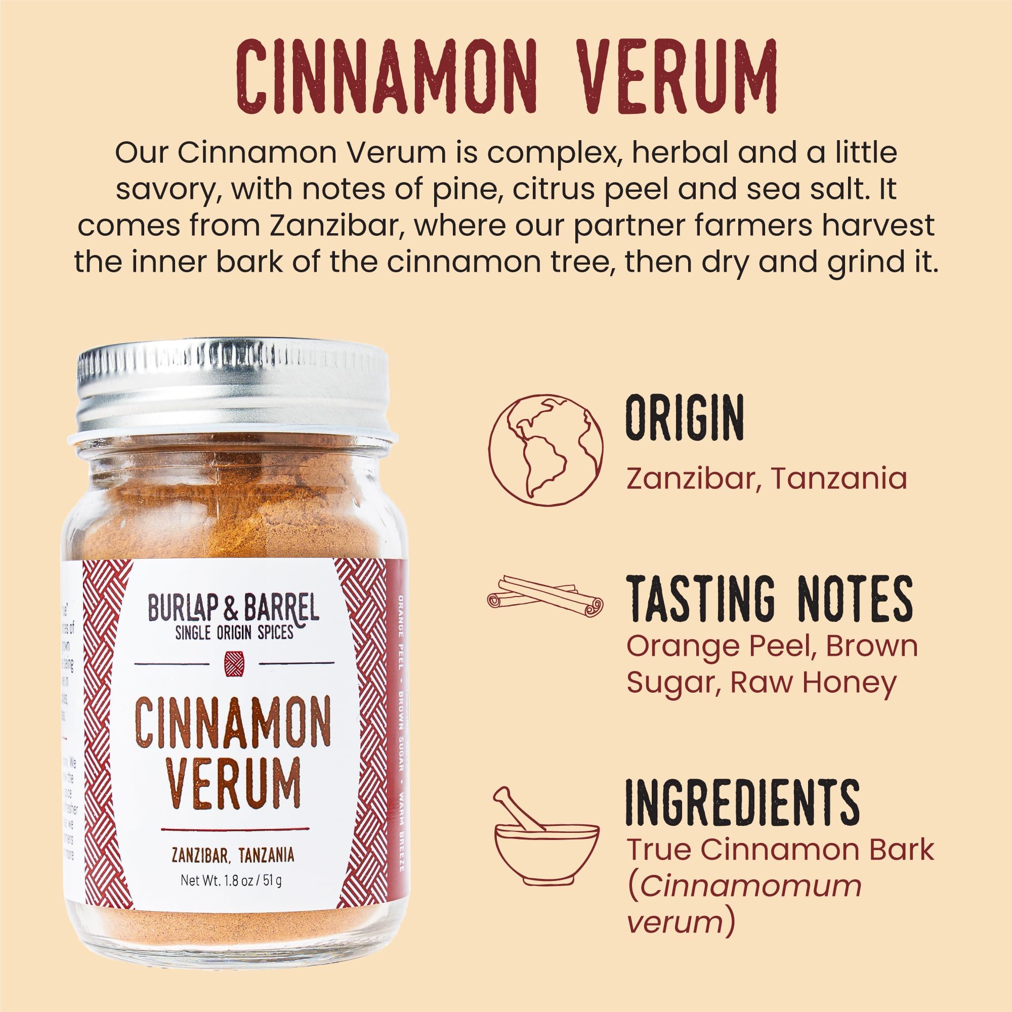 Burlap & Barrel Cinnamon Verum pine-notes aroma enhances savory dishes