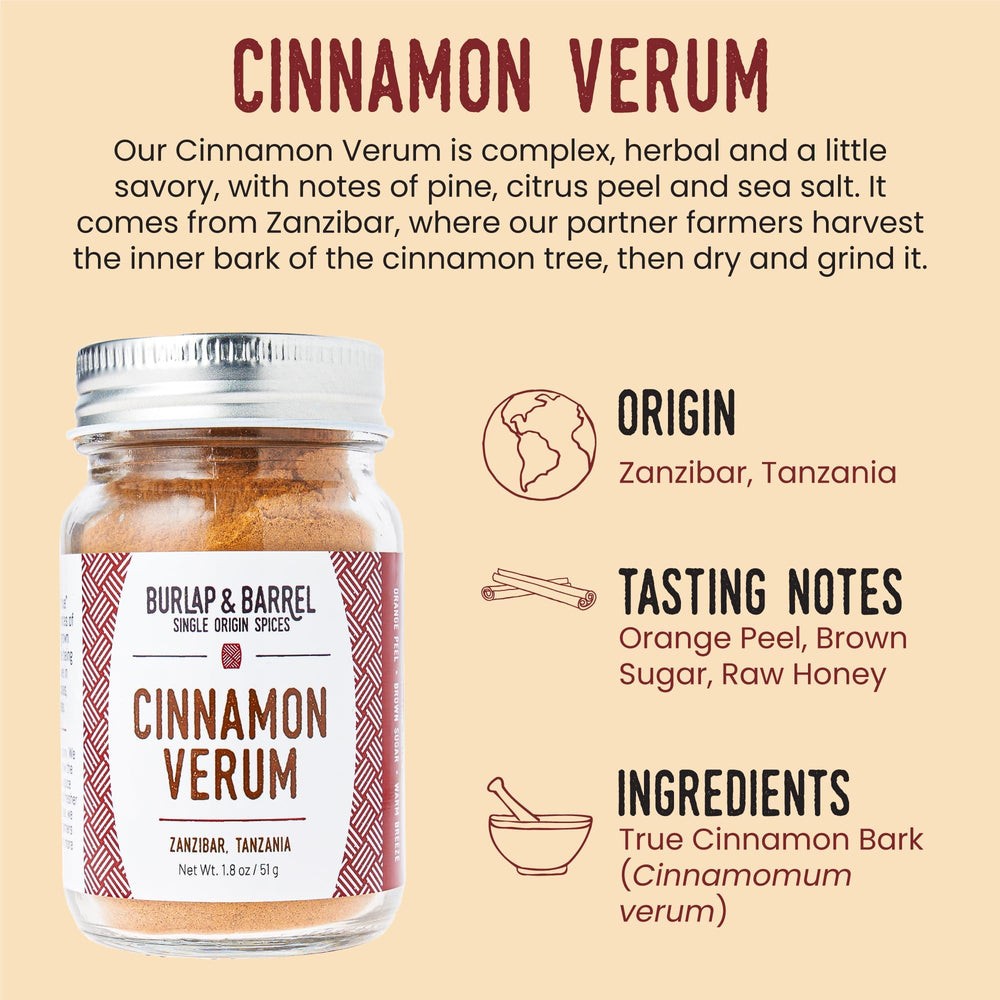 Burlap & Barrel Cinnamon Verum pine-notes aroma enhances savory dishes