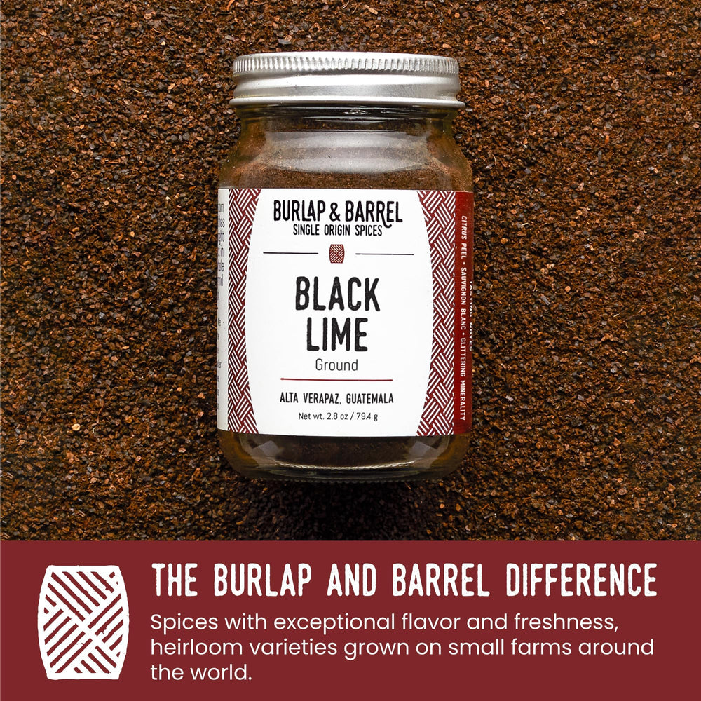 Ground Black Lime on kebabs adds savory tart notes to grilling