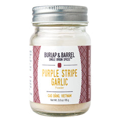 Burlap & Barrel Purple Stripe Garlic Powder jar for rich, savory-sweet flavor