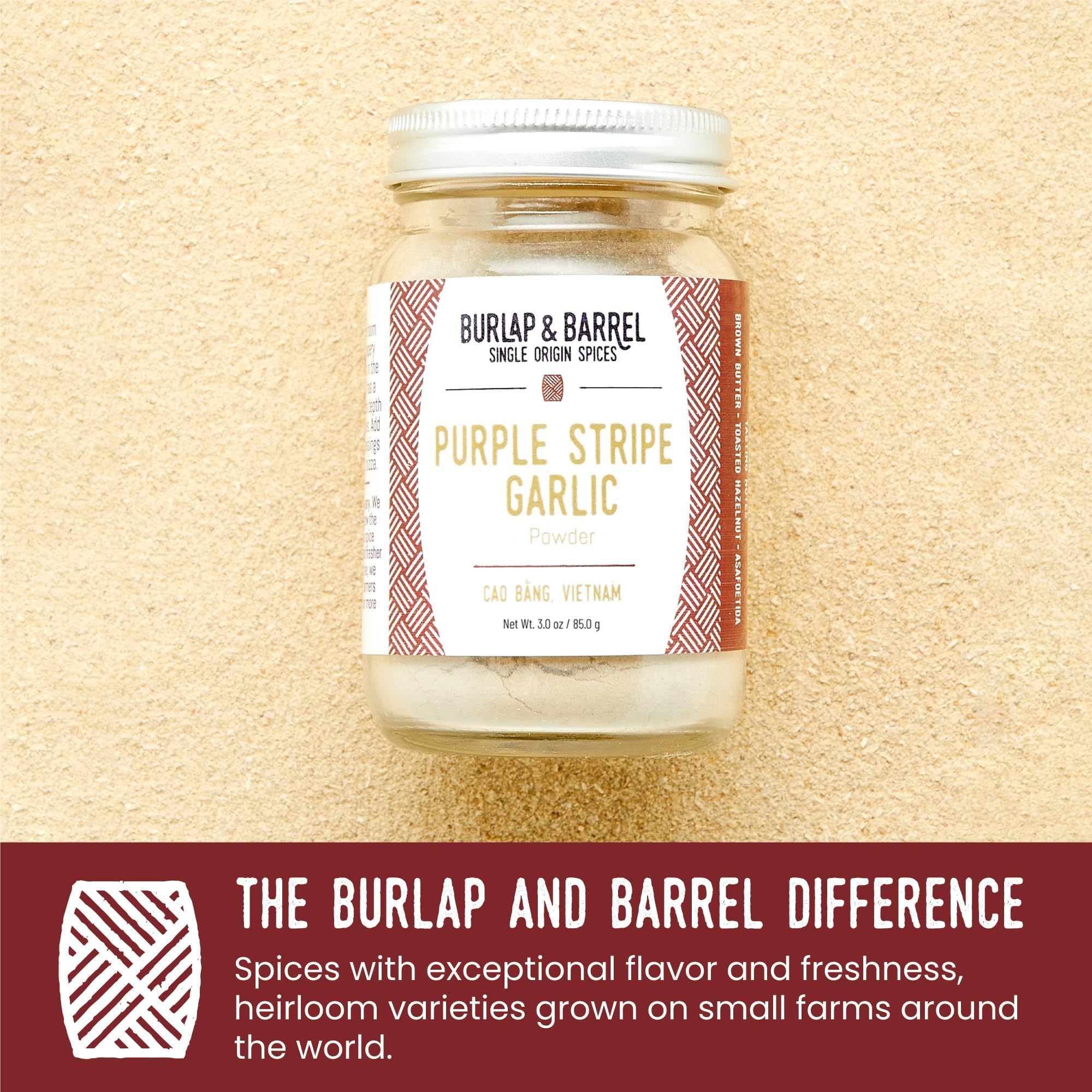 Purple Stripe Garlic Powder on tomato sauce showcasing depth and aroma