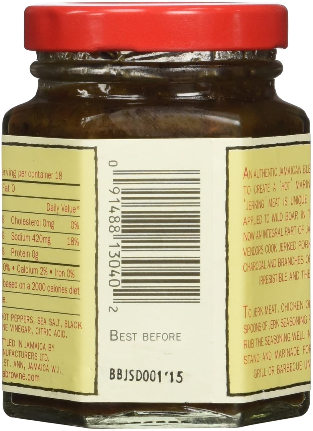 Busha Browne Jerk Seasoning jar dimensions shot suitable for compact kitchens.