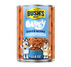 Bush's Best Bluey Baked Beans can front view with blue design, ready-to-serve weeknight protein