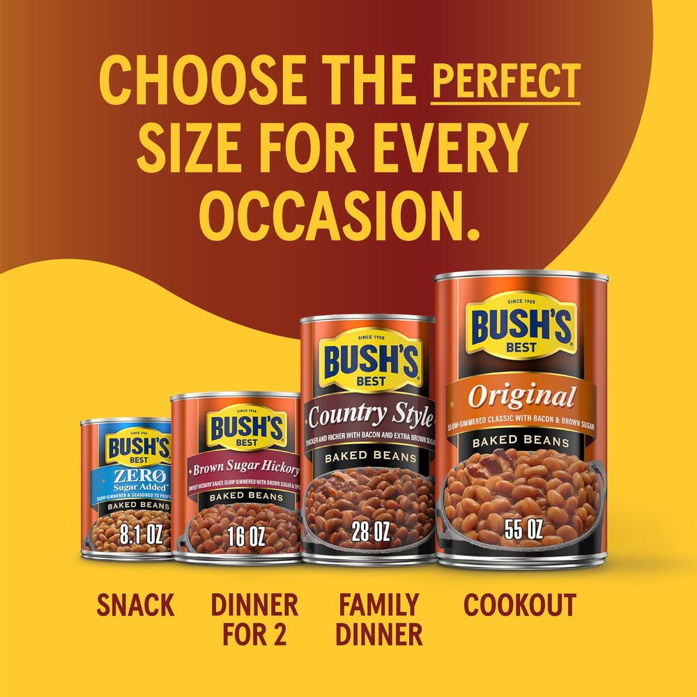 Gluten-free, low-fat Bush's Best baked beans for easy meals