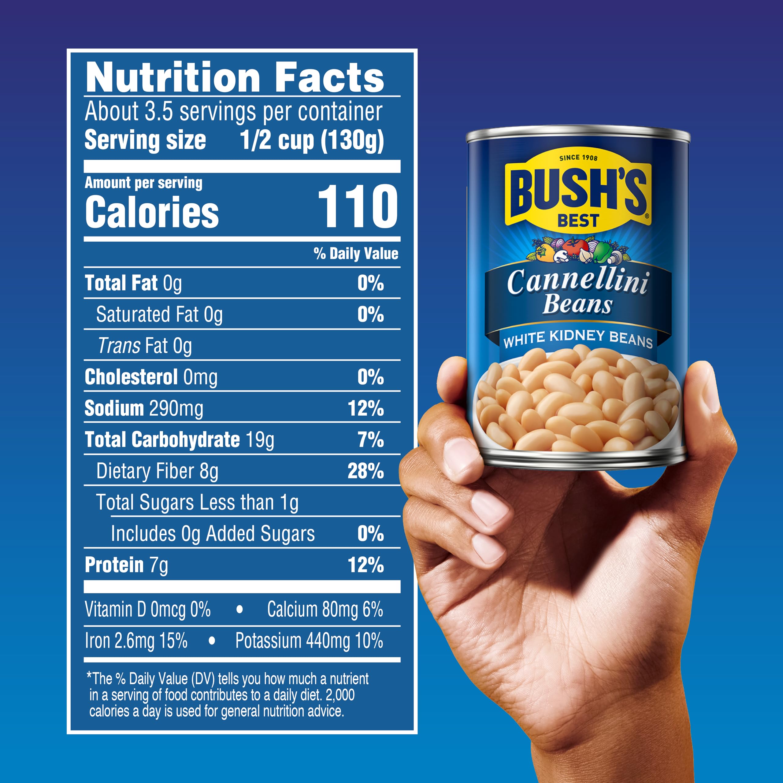 Bush's Best Cannellini beans pack shot for pantry staples and easy weeknight meals.