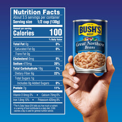 Half-cup serving of Bush's Best Great Northern Beans for portion control and nutrition
