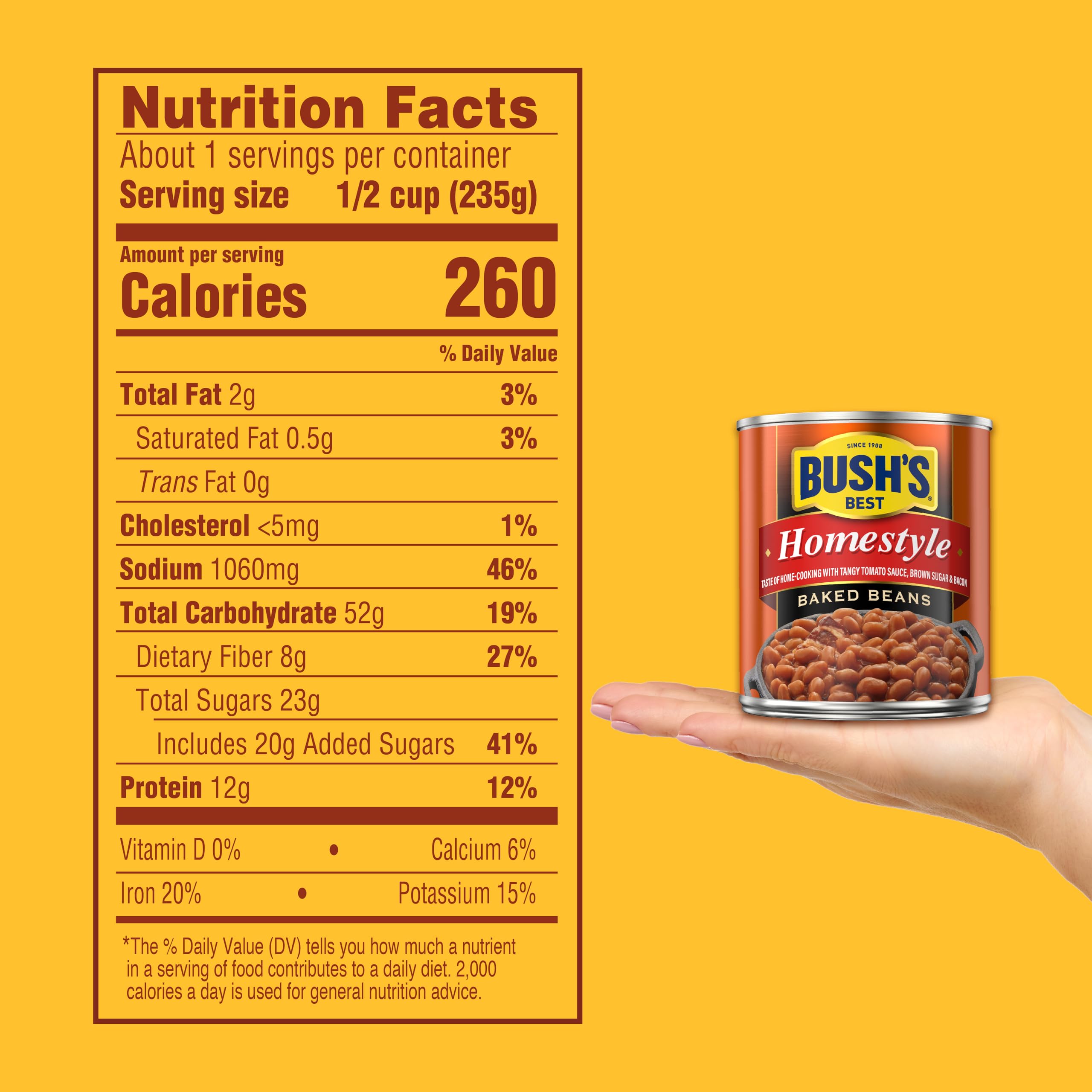Bush's Best Homestyle Baked Beans spoon in a bowl shows tangy, savory glaze for dipping.