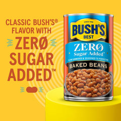 Bush's Best label close-up highlighting plant-based protein and dietary fiber.