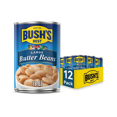 Bush's Best large butter beans can, side view, ideal for creamy soups