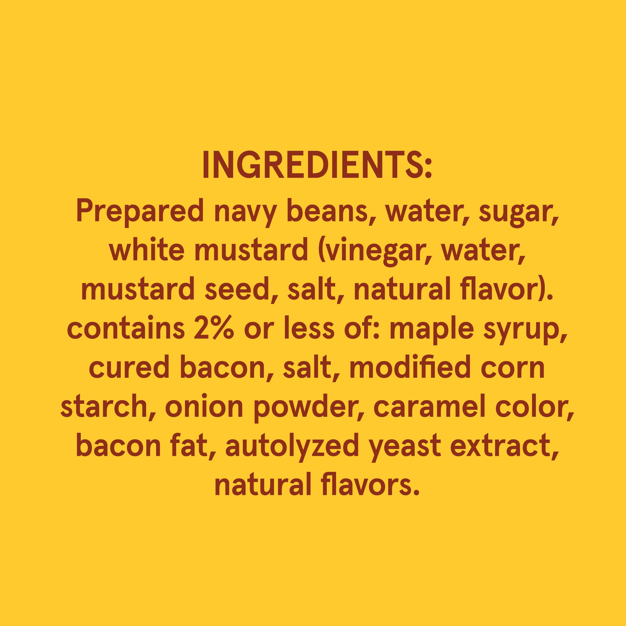 Bush's Best label shows navy beans and maple sweetness, gluten-free