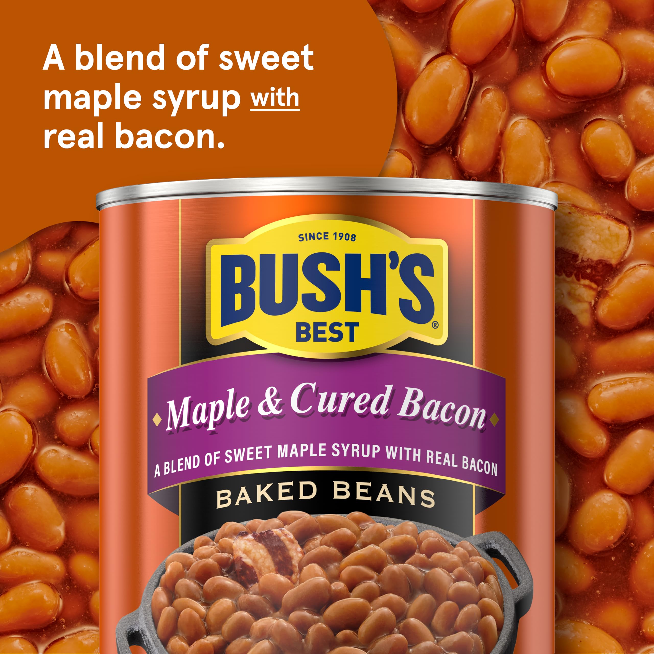 Bush's Best beans served with cornbread on plate