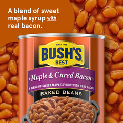Bush's Best beans served with cornbread on plate