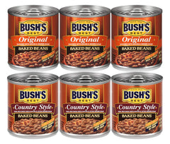 Bush's Best Original Baked Beans can with savory bacon pairing for grilled burgers