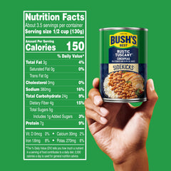 Bush's Best Rustic Tuscany Chickpeas ingredients label, gluten-free option for everyday meals.