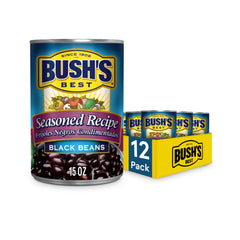 Bush's Best Seasoned Black Beans can 12-pack ready for meals
