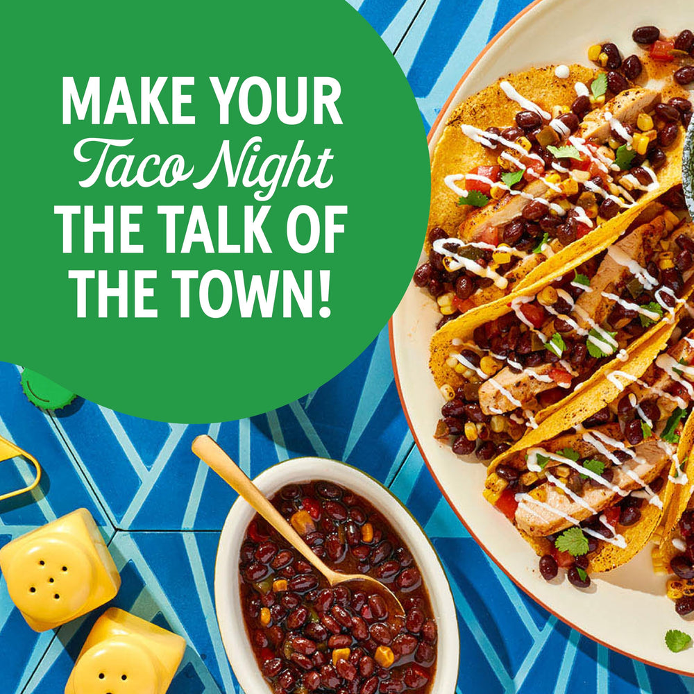 Bush's Best Taco Fiesta Black Beans gluten-free label for dietary needs.