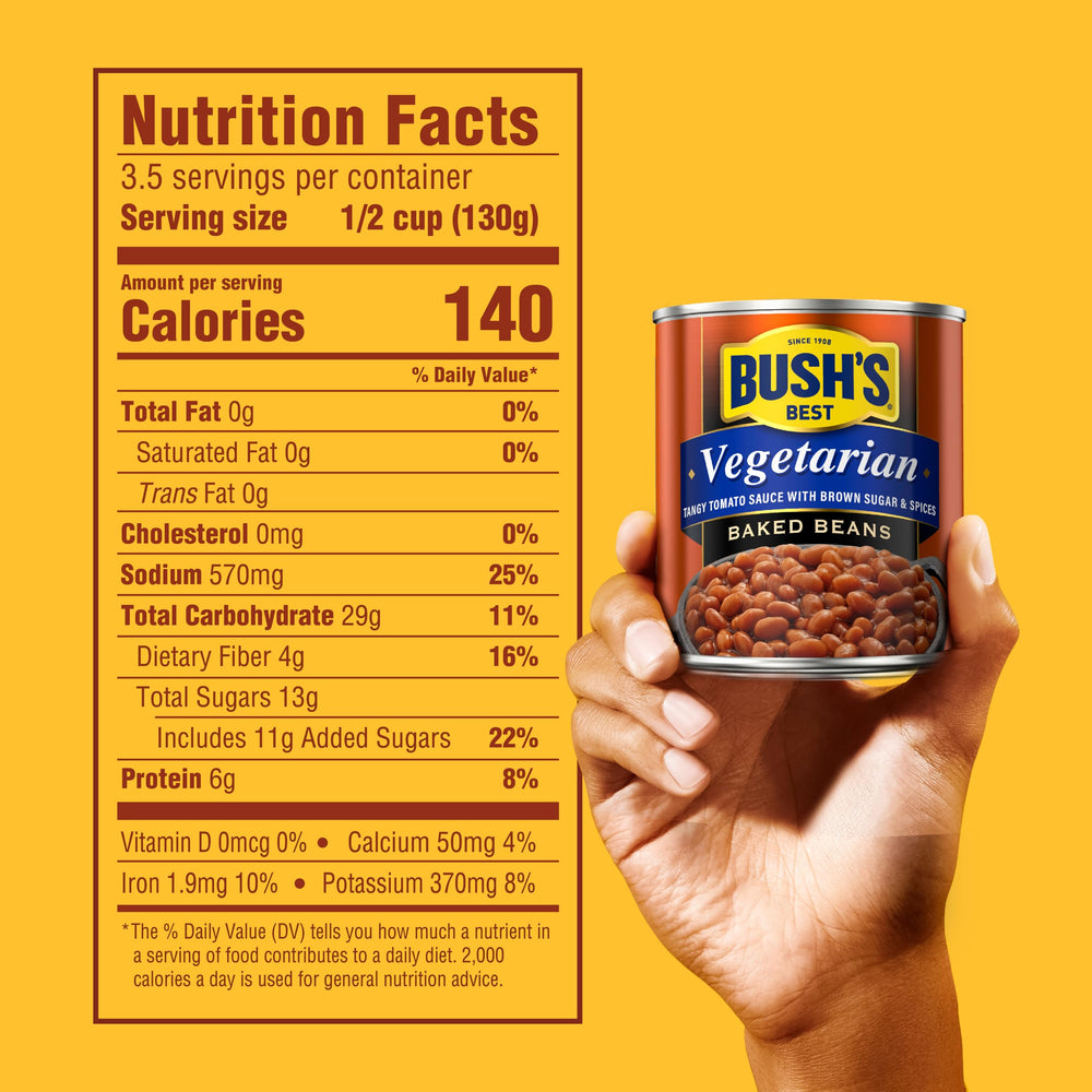 Bush's Best Vegetarian Baked Beans served in a bowl showcase rich tangy flavor.