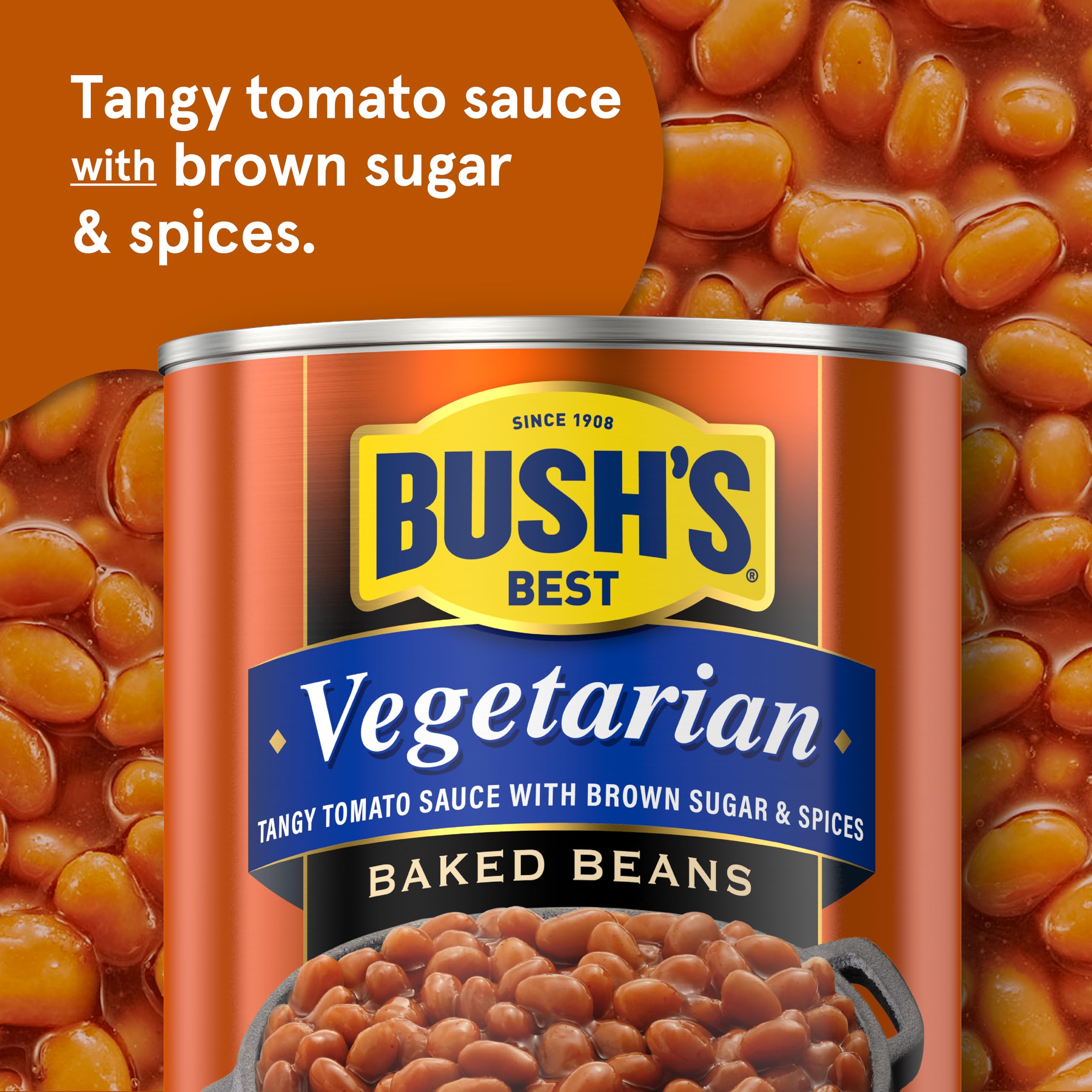 Bush's Best Vegetarian Baked Beans served in a bowl makes a tasty side or main.