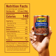 Bush's Best Vegetarian Baked Beans served in a bowl showcase rich tangy flavor.