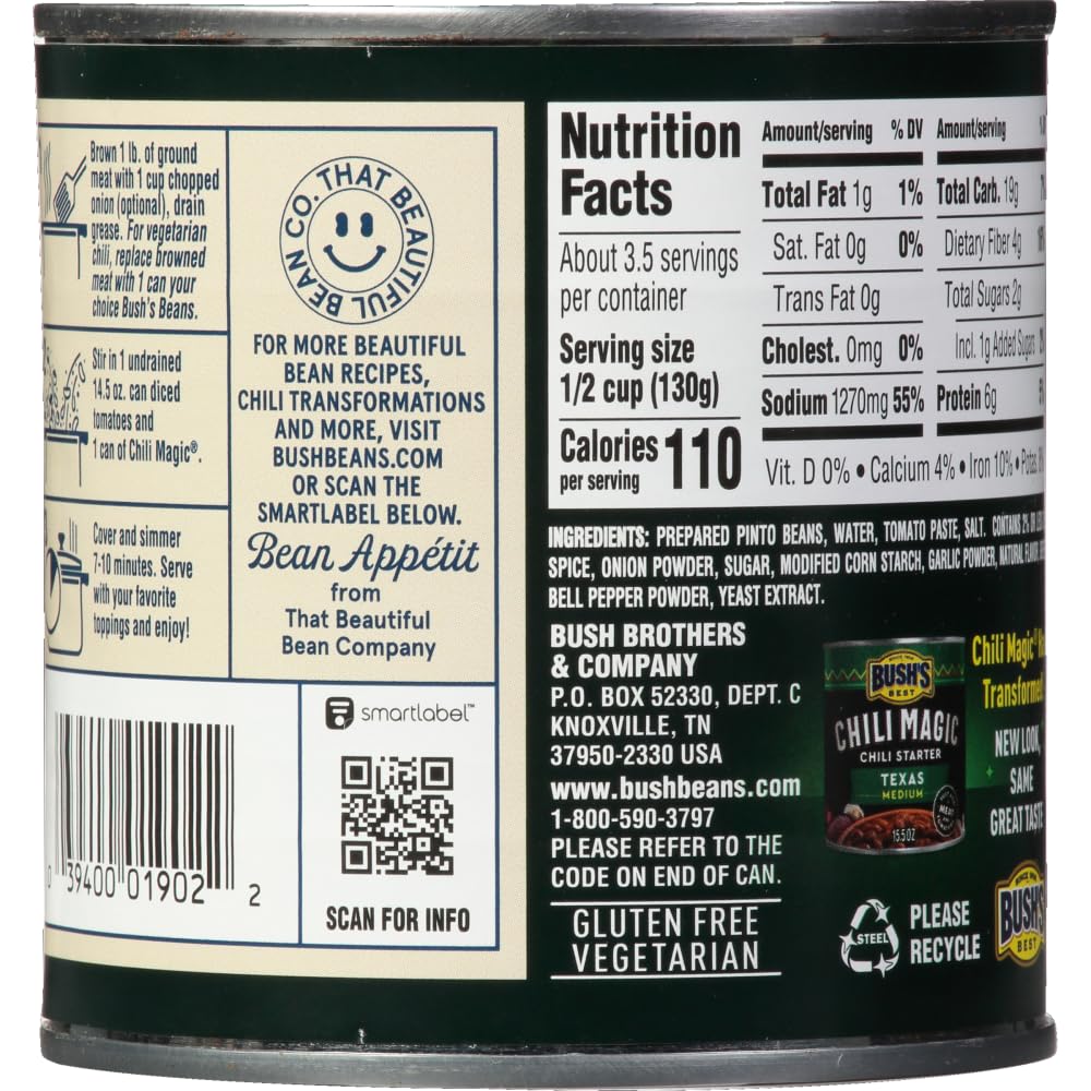 Bush's Best vegetarian, gluten-free, low-fat option for meals.