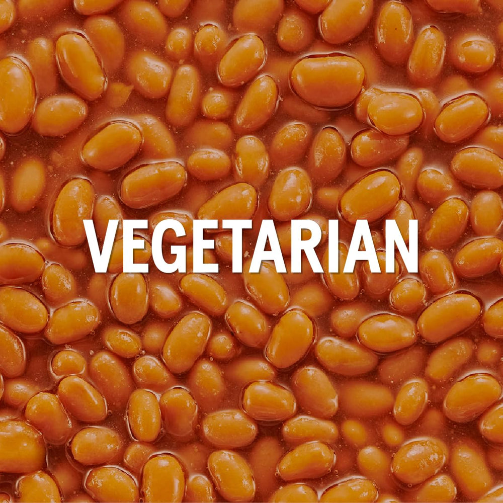 Bush's Best Zero Sugar Baked Beans on a kitchen pantry shelf.