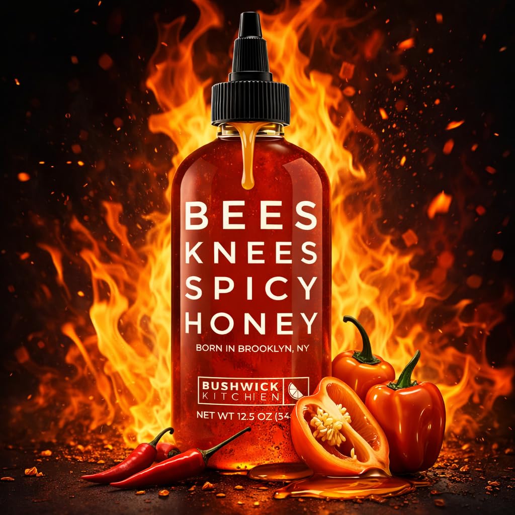 Bushwick Kitchen Bees Knees Spicy Honey on pizza glaze with wildflower flavor and habanero kick.