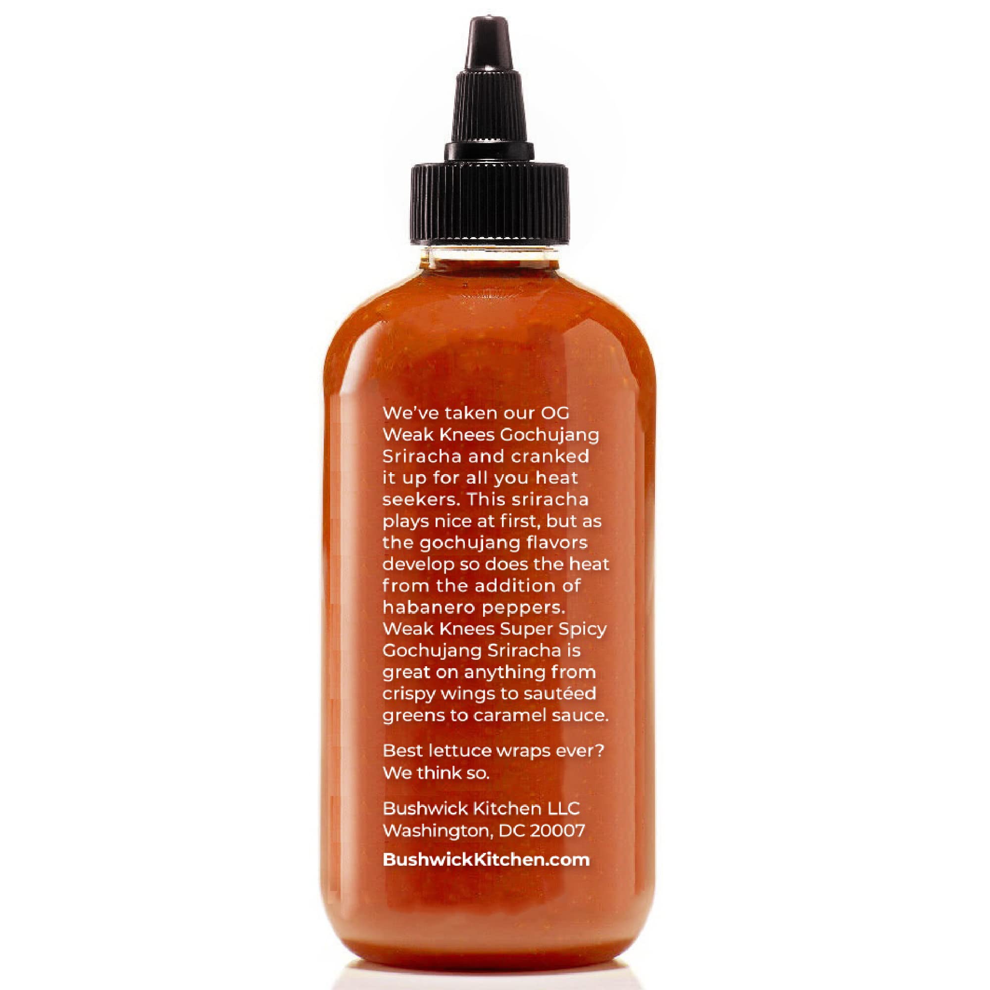 Bushwick Kitchen fermented gochujang garlic vinegar bottle deepens sauces and marinades.