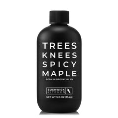 Bushwick Kitchen Trees Knees bottle pouring spicy maple syrup.