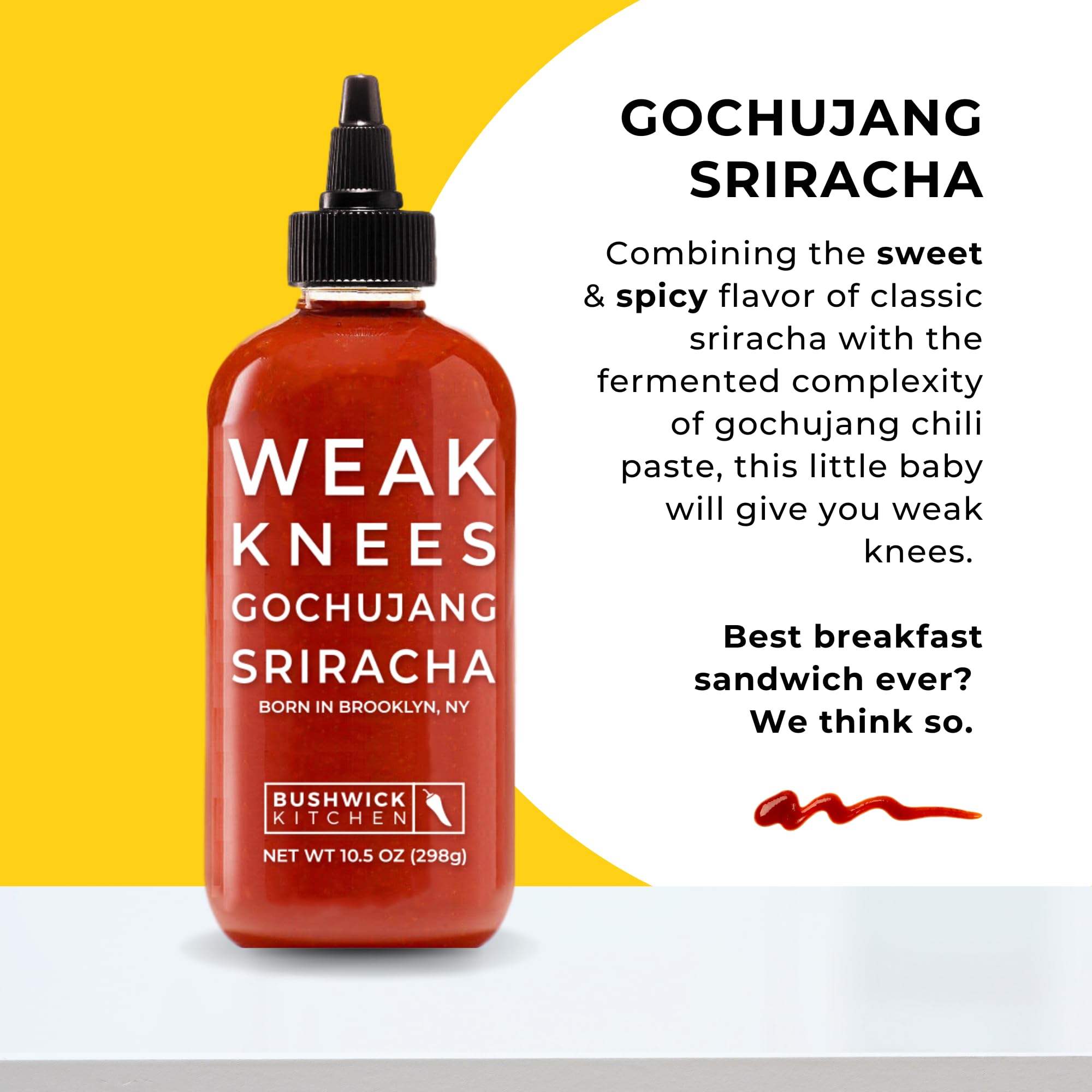 Bushwick Kitchen Weak Knees squeeze bottle demonstrates easy, mess-free pouring
