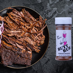 Butt Rub BBQ on pork ribs enhances sweetness and savory smoke.
