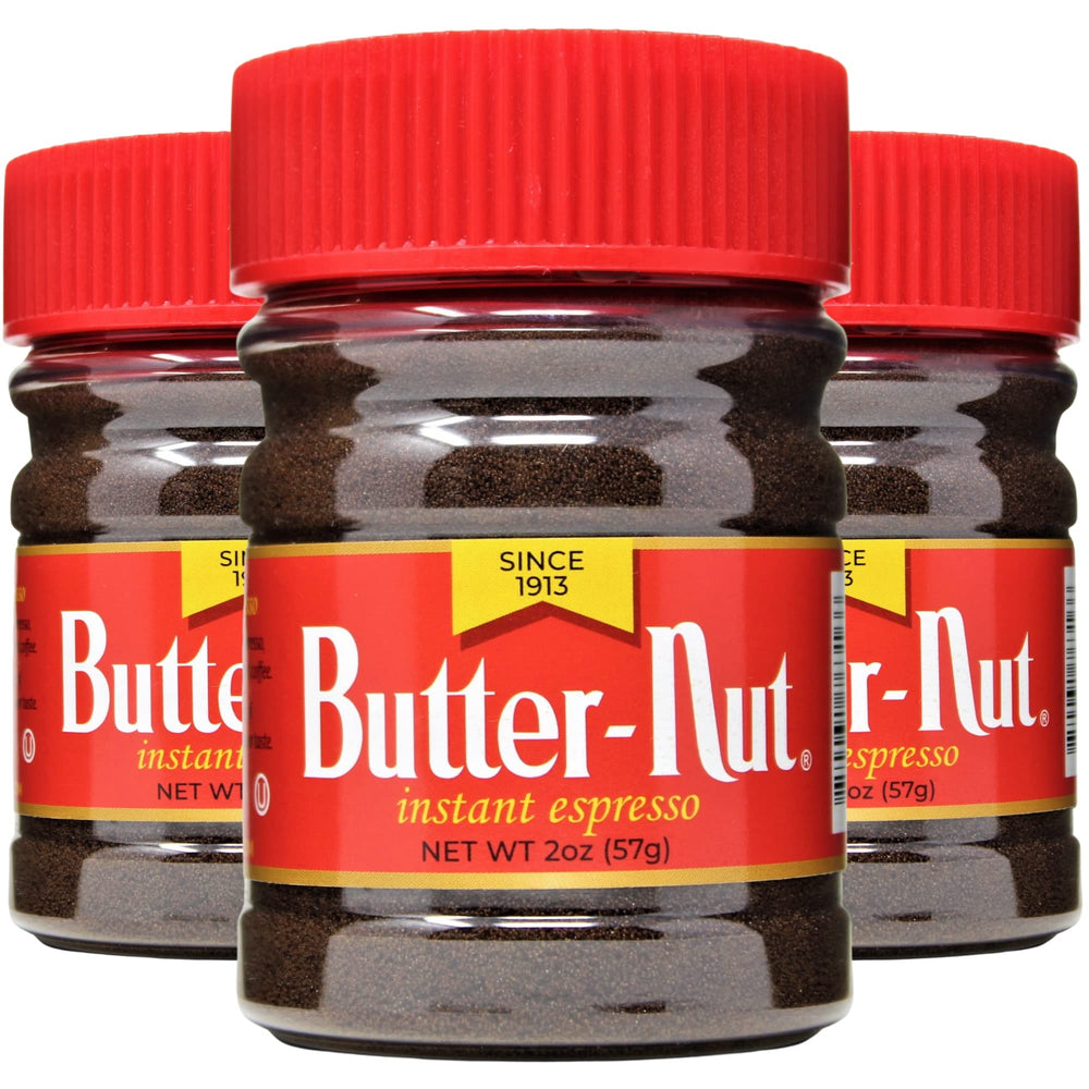 Butter-Nut Instant Espresso Pack Front shows premium packaging for quick espresso