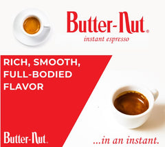 Butter-Nut Instant Espresso Powder Closeup highlights rich, roasted beans