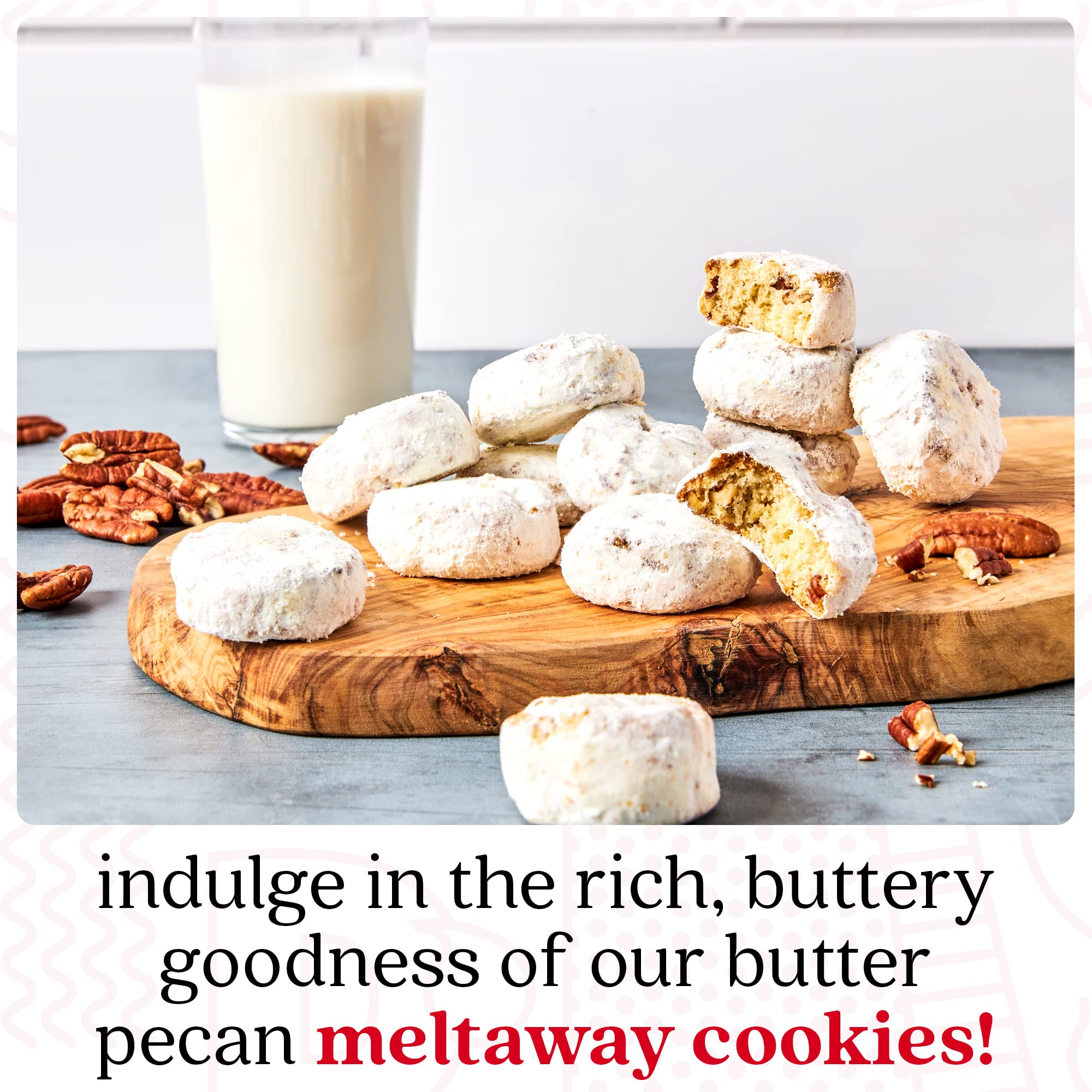 David's Cookies Butter Pecan Meltaways close-up with pecan crunch