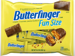 Butterfinger chocolatey coating over iconic crispety crunch center.