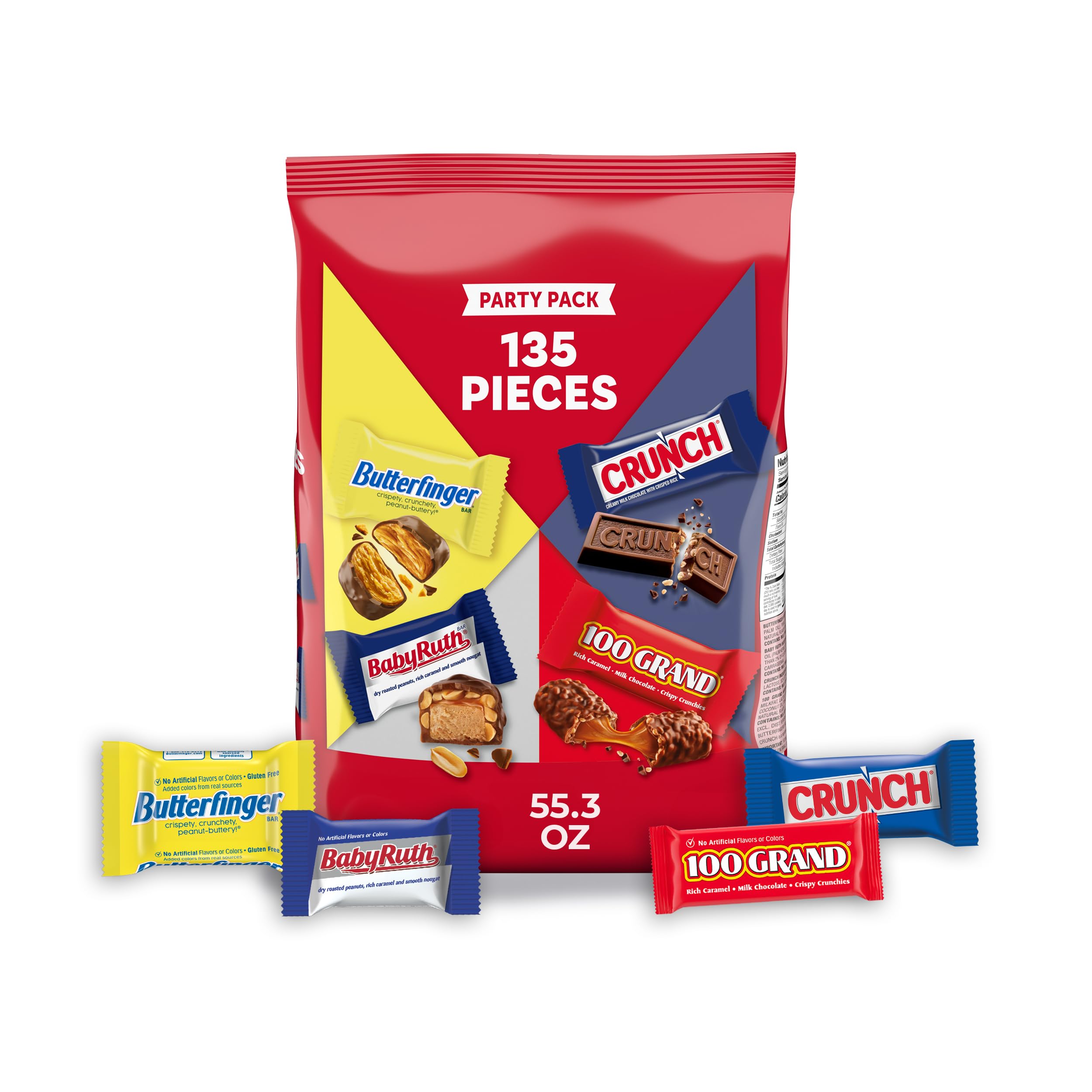 Butterfinger mini bars on a bag front, shareable snacking appeal.