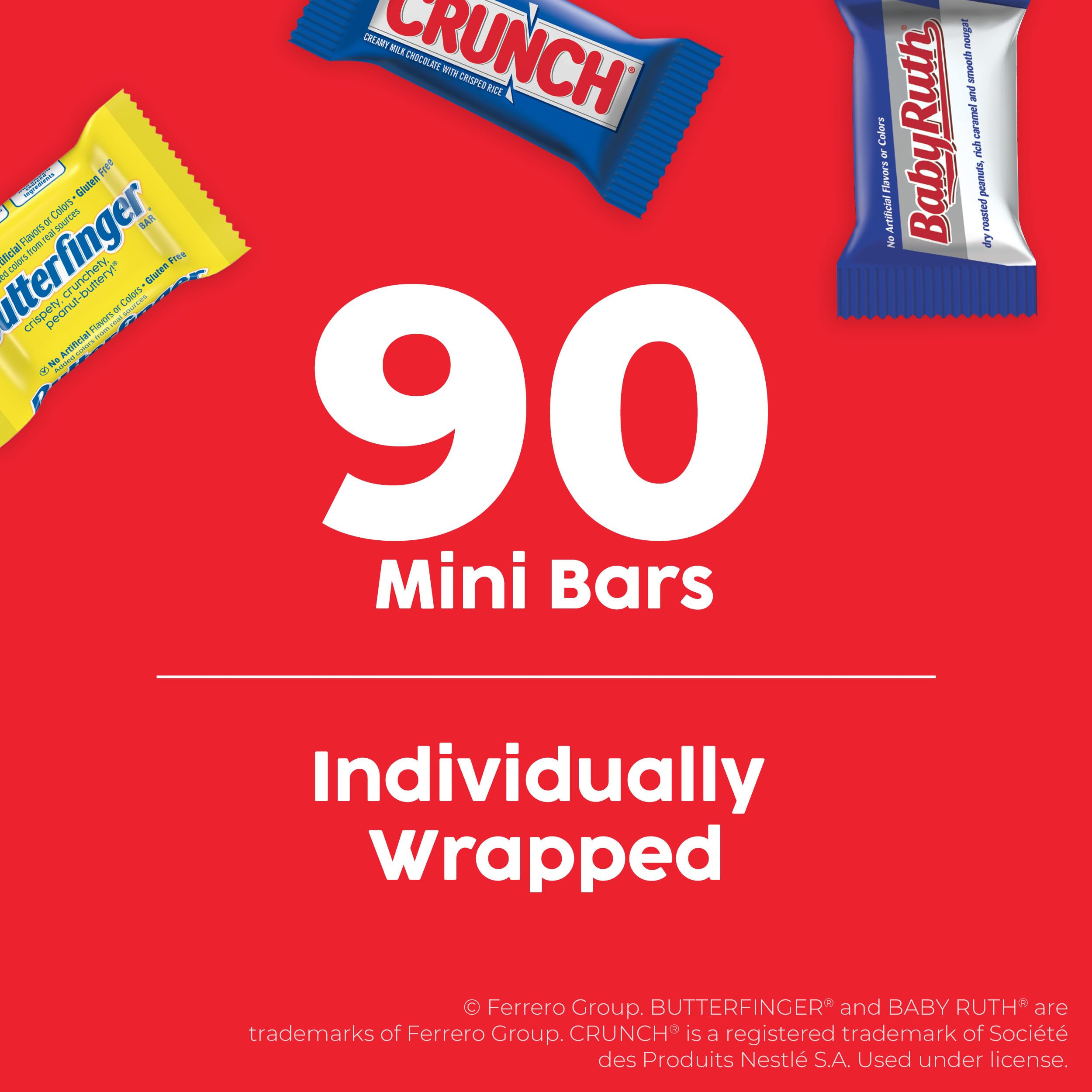 Butterfinger mini bars packaging-closeup, showcasing iconic peanut-buttery flavor.