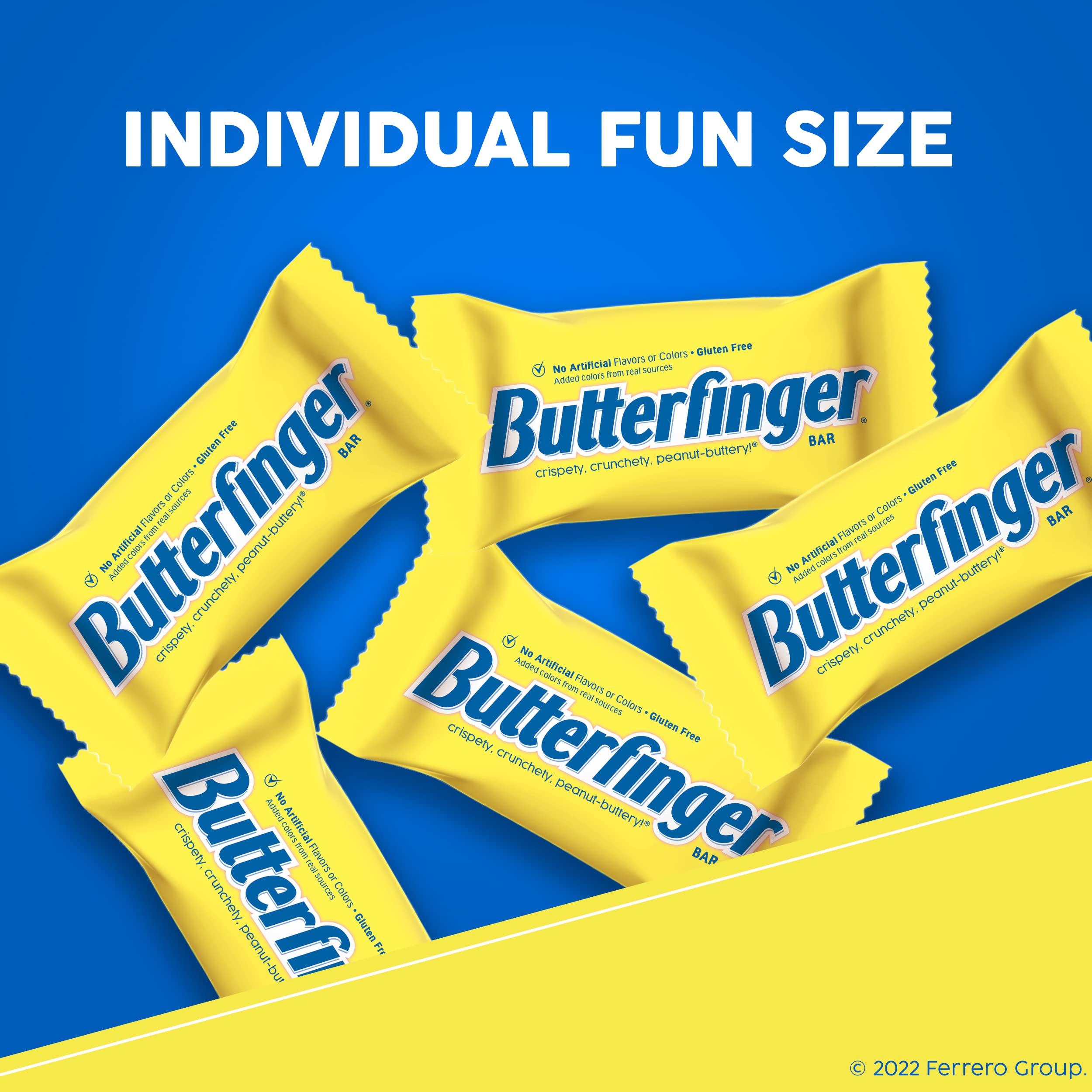 Butterfinger no artificial colors on label, celebrating clean ingredients.