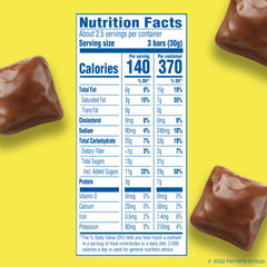 Close-up of Butterfinger Unwrapped Minis bite-sized bars showing crunch and chocolate coating