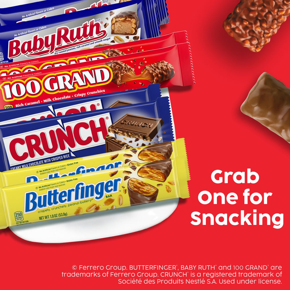 Butterfinger variety pack on shelf signals easy sharing and gifting.