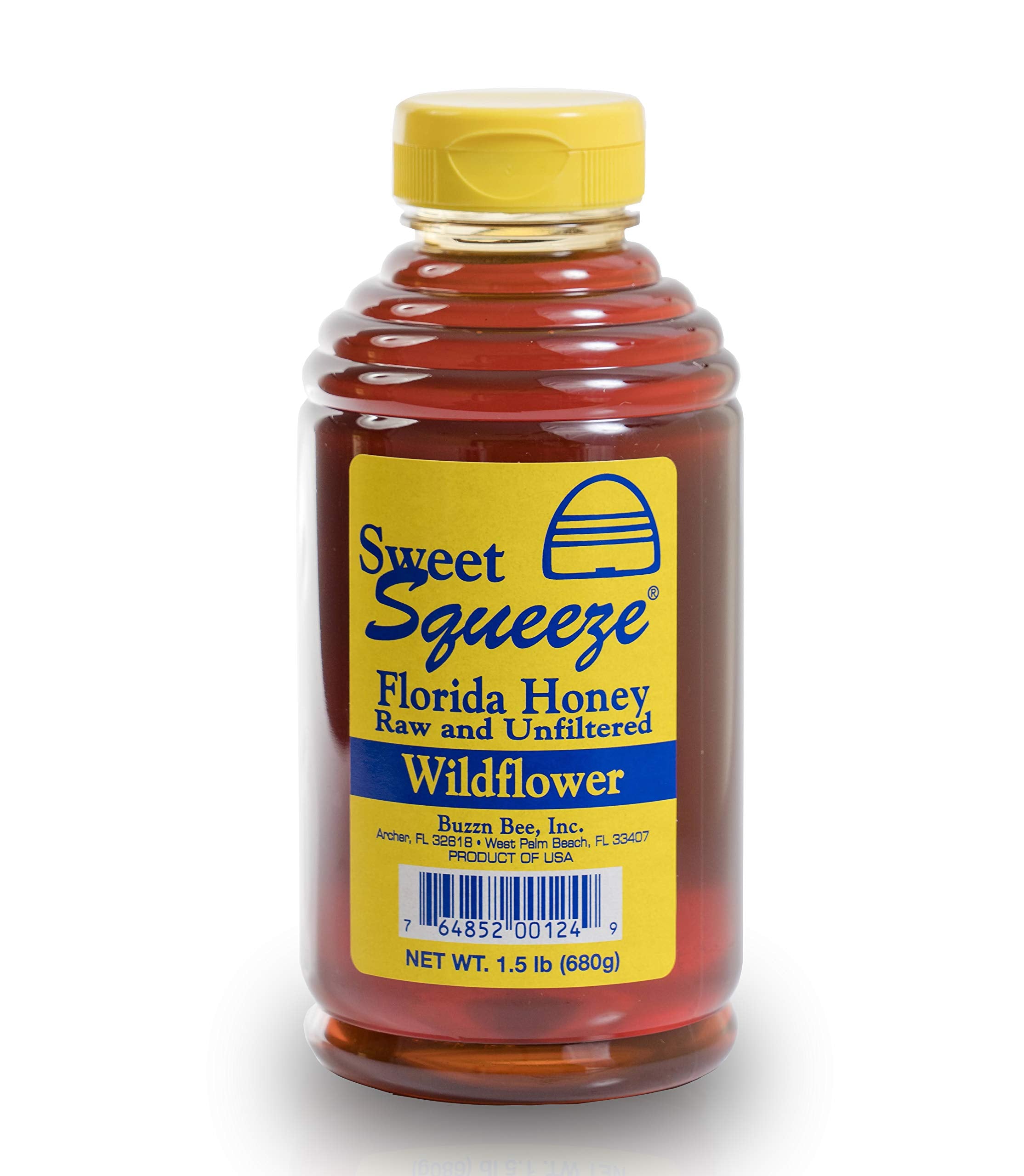 Buzzn Bee Raw Florida Honey bottle, wildflower flavor, unfiltered, unpasteurized for rich natural sweetness