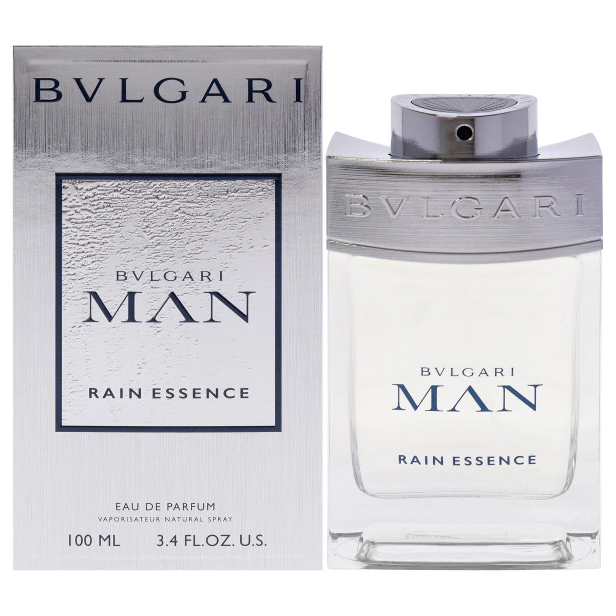 BVLGARI Man Rain Essence bottle captures a rain-kissed scent for daily refinement.