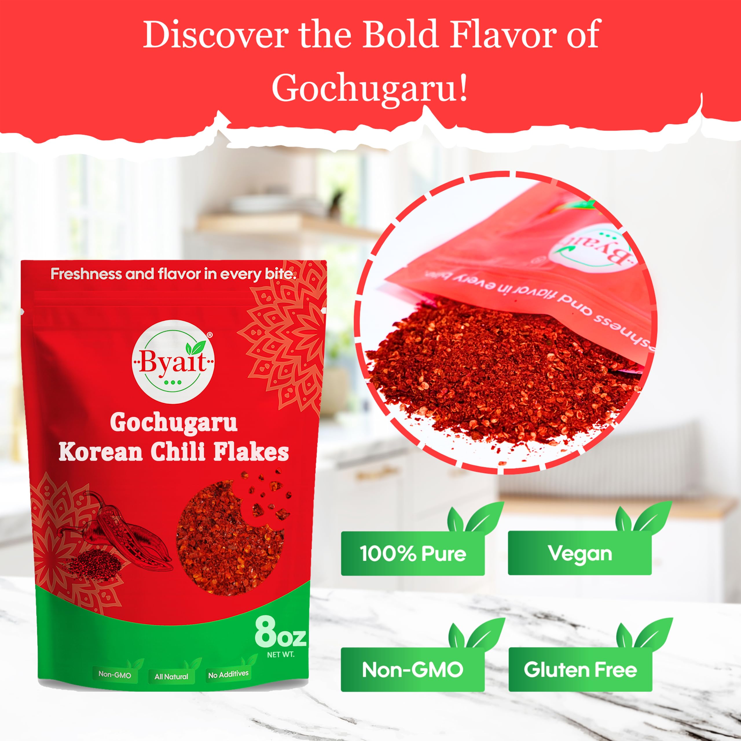 Byait resealable packaging keeps chili flakes fresh for daily use