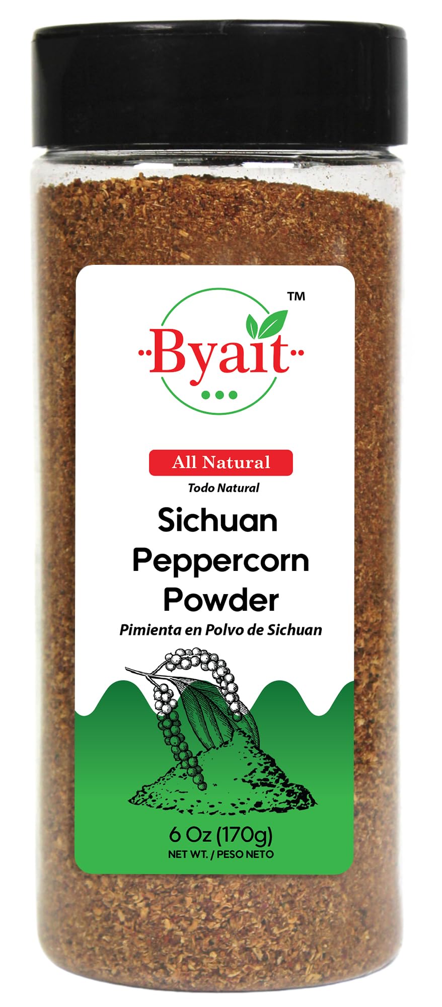Byait Sichuan peppercorn powder bottle, fine grind ideal for stir-fries.