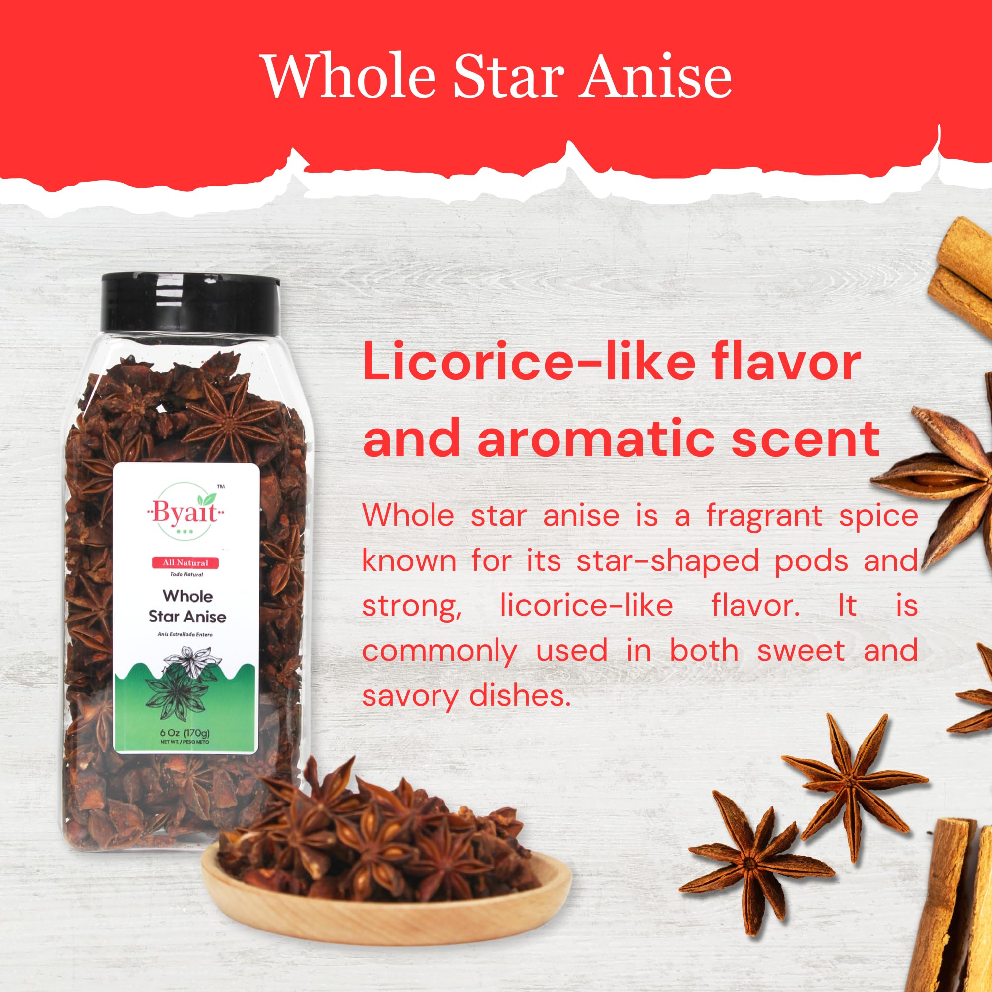 Byait star anise broth simmer adds depth and warm spice.