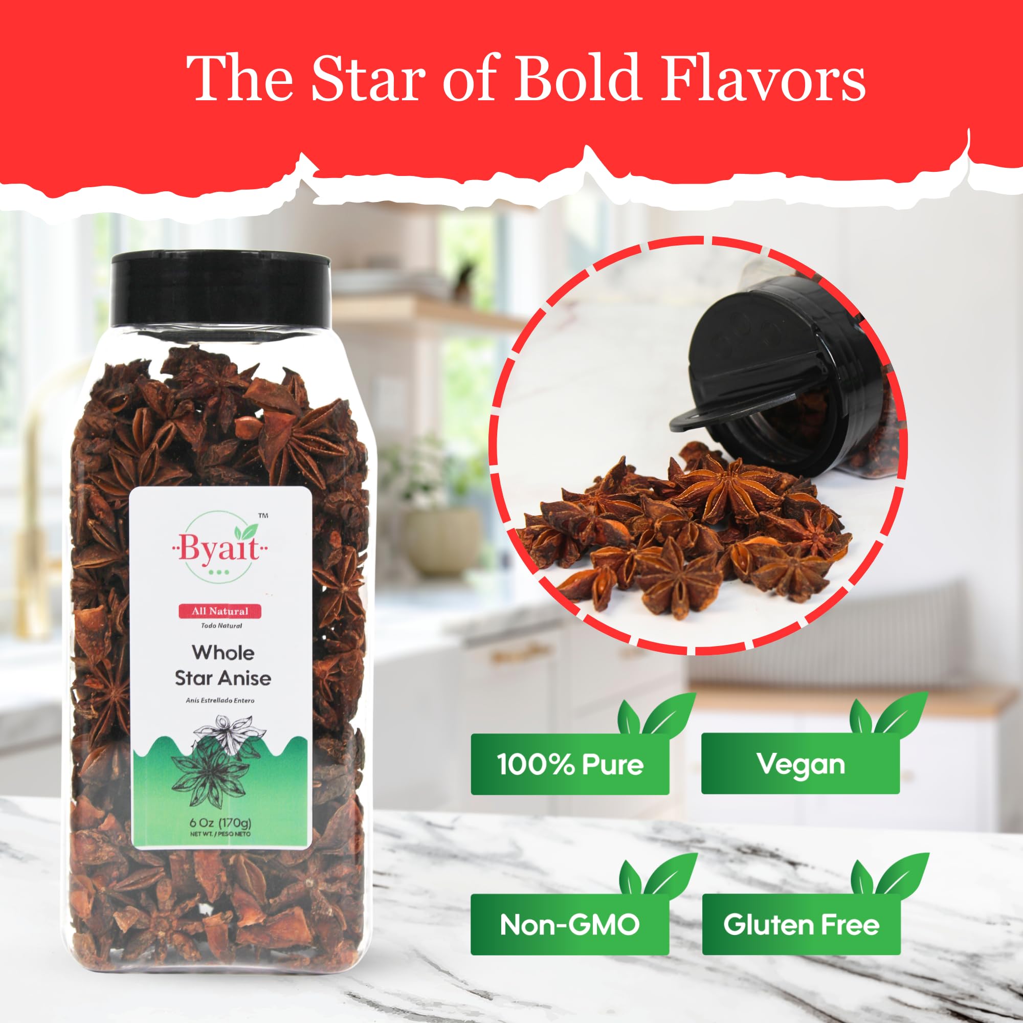 Byait star anise refillable bottle keeps your kitchen organized.