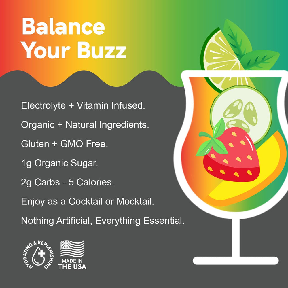 BYB Mixers cucumber mint martini highlights refreshing aroma and gluten-free ingredients.