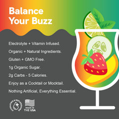 BYB Mixers cucumber mint martini highlights refreshing aroma and gluten-free ingredients.