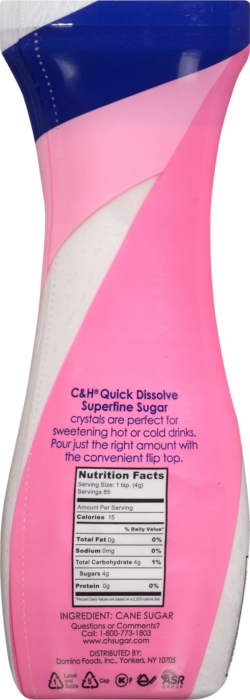 Recyclable packaging for C&H superfine sugar keeps pantry neat