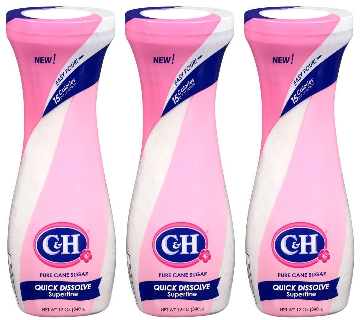 C&H Superfine sugar flip-top canister front view for easy pour