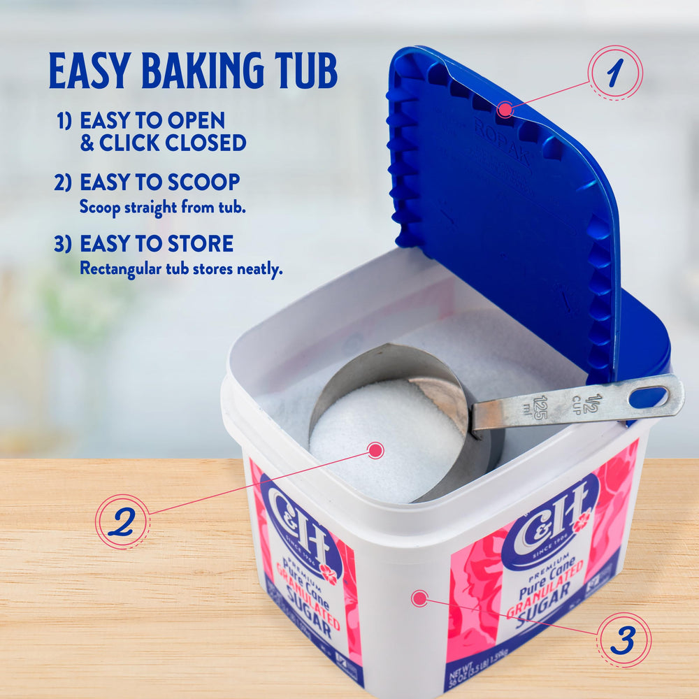 C&H Easy-Baking Tub stackable design saves pantry space